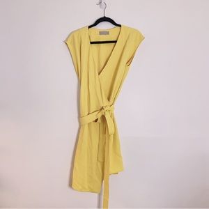 Everlane The Japanese GoWeave Short-Sleeve Mini Wrap Dress Yellow Size US 4